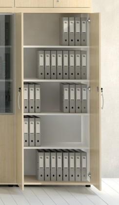 Armoire haute avec portes battantes équipée d'étagères - MDD - Bouleau clair, Gris anthracite_2