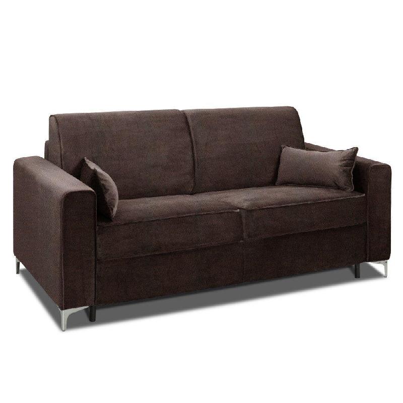 Canapé convertible express JACKSON - 140 cm - Sommier lattes - Tweed marron chocolat - Matelas 16 cm_2