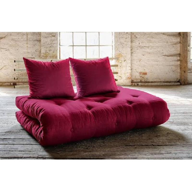 Canapé lit futon Shin Sano - Bordeaux et pin massif - Couchage 140x200 cm - Marque Karup_2