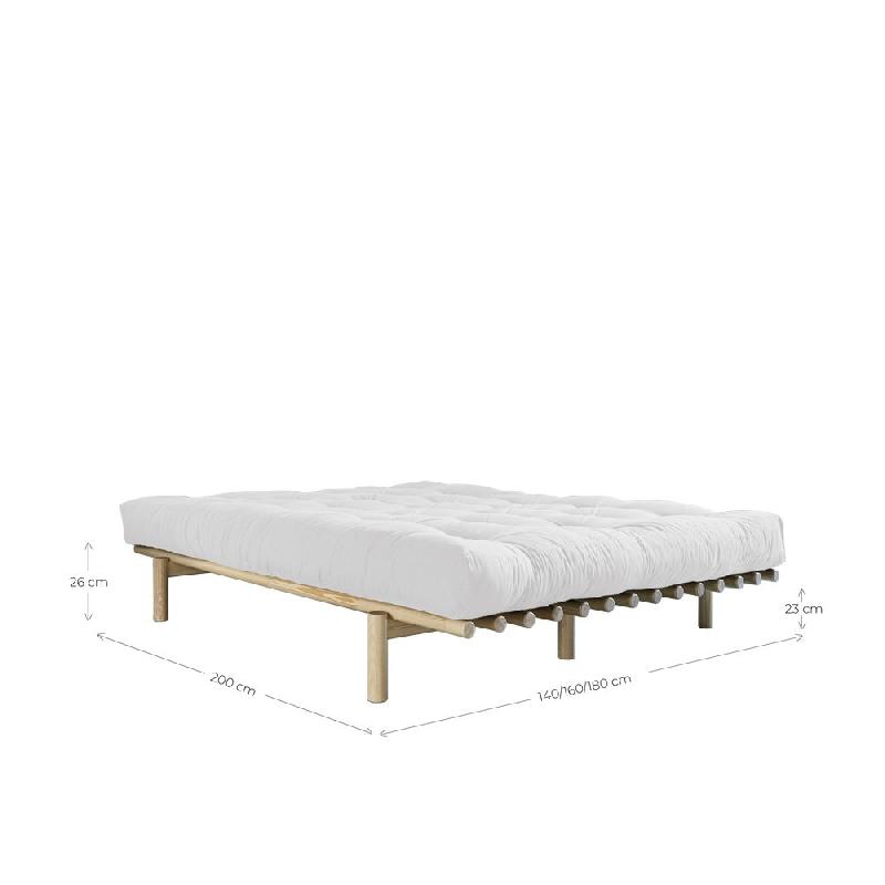 Lit futon Pace Bed en pin laqué naturel - Couchage 140 x 200 cm - Design simple et confortable_2
