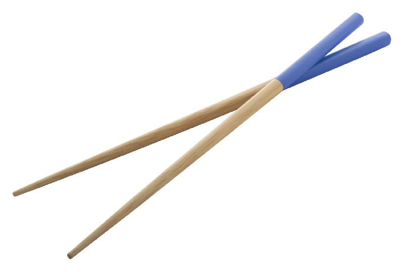Baguettes en bambou - Set de 2 avec extrémités peintes - Couleur bleu - 16 gr_2