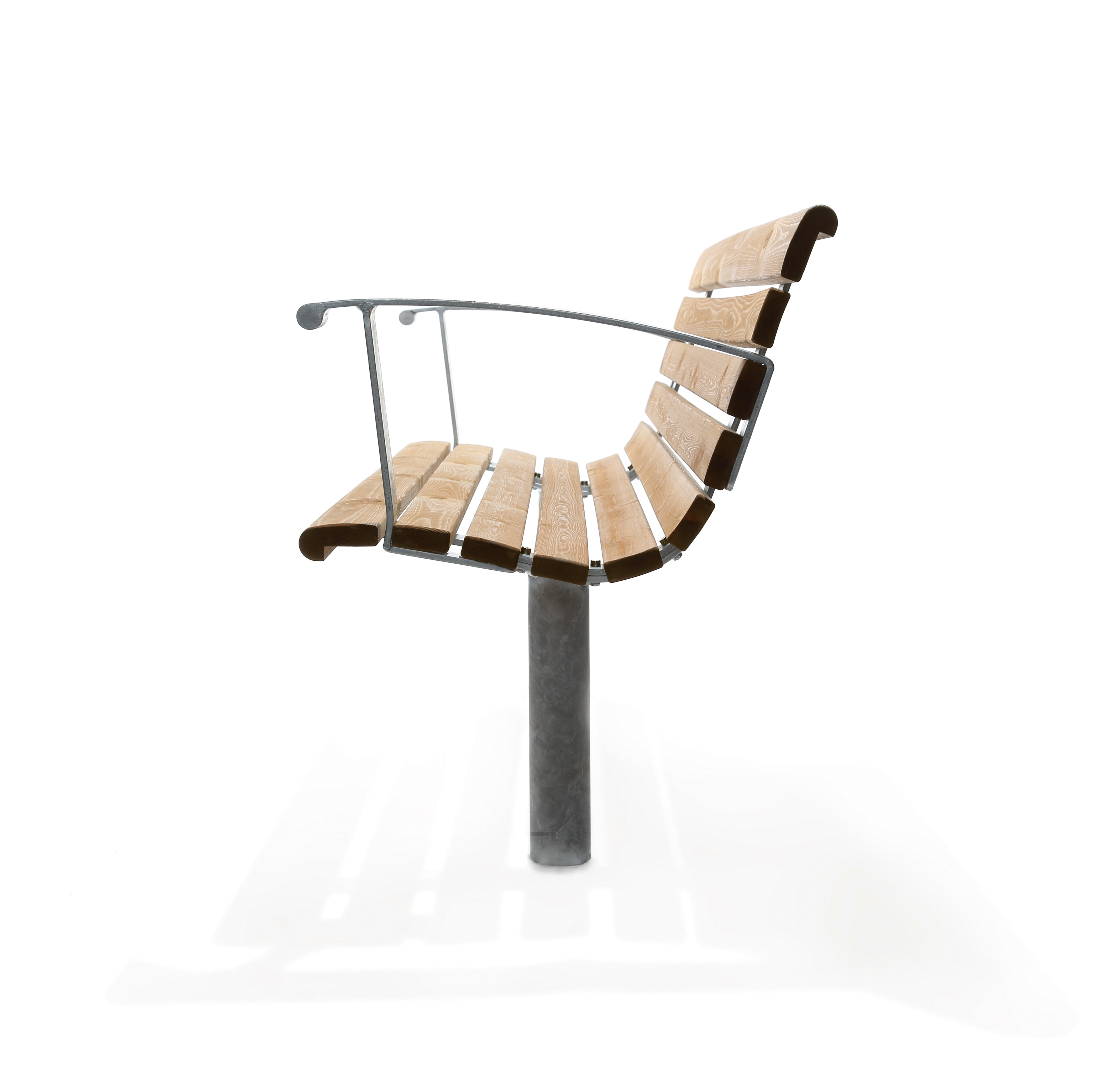 Banc public Sofiero réf 8037009 - Hags - Brun/Galvanisé - Scellement béton_2