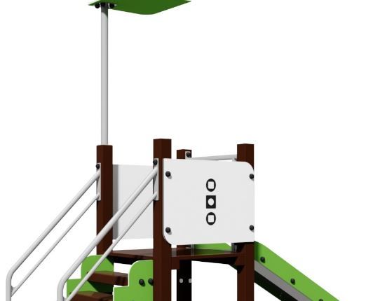 Structure de jeux pour aire de jeux en acier inox ou bois avec panneaux en plastique recyclé - Collection RECO_2