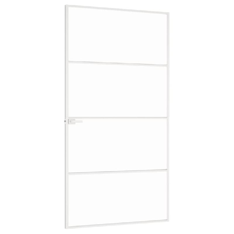 Vidaxl porte d'intérieur blanc 102x201,5 cm trempé verre aluminium fin 153669_2