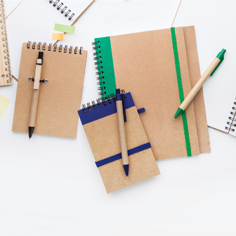 Bloc note avec stylo - 60 pages lignées en papier recyclé - Couleur naturelle - Poids 75g_2