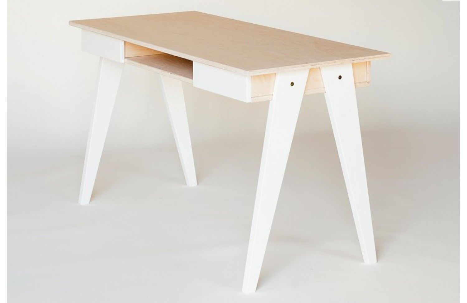 Bureau droit design Radis - Huh - 2 tiroirs - Contreplaqué bouleau - 75 cm de hauteur_2