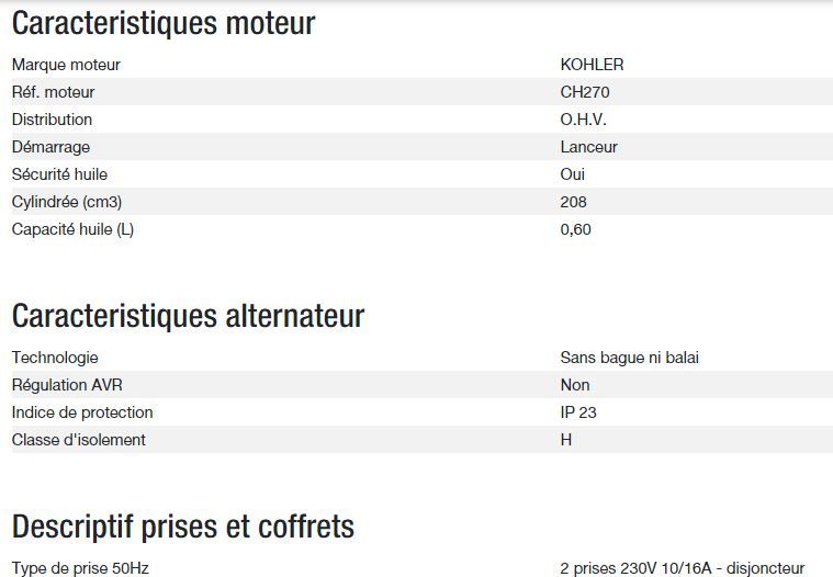 Perform 3000 XL - Groupe électrogène Kohler - 2,8 kW max - 230 V - 50 Hz_2