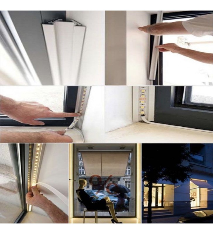 Profilé 2m alu en l et diffuseur opale -  référence profall_2