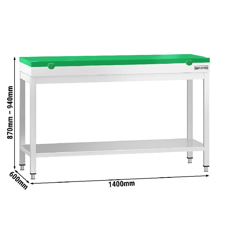 Table inox de découpe avec plan vert - Profondeur 600 mm | Ggm - 1400_2