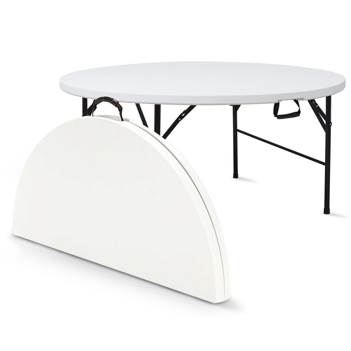 Table pliante ronde 10 places - 180 cm PEHD - usage professionnel intérieur/extérieur_2