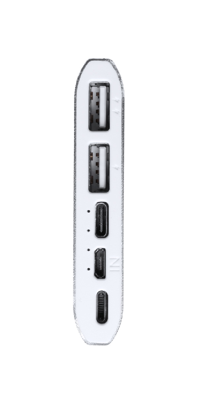 Power bank en aluminium - 10000 mAh - 2 ports USB et 2 ports USB-C - Couleur argenté_2