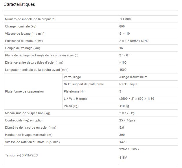 Nacelle suspendue - Success - Capacité de charge 800 kg - Hauteur de levage jusqu'à 300 mètres - Plateforme personnalisable 7.5m_2