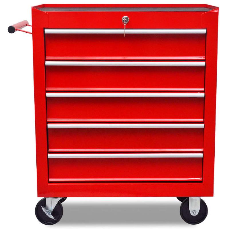 Vidaxl chariot à outils d'atelier avec 5 tiroirs rouge 141954_2
