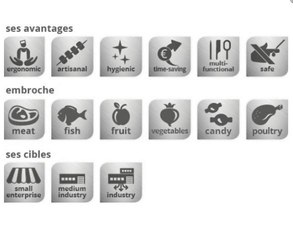Machine à brochettes manuelle - Capacité 160 brochettes/h - Réf. PTO01-ET - Poids jusqu'à 250g - Bâton 120-280mm_2