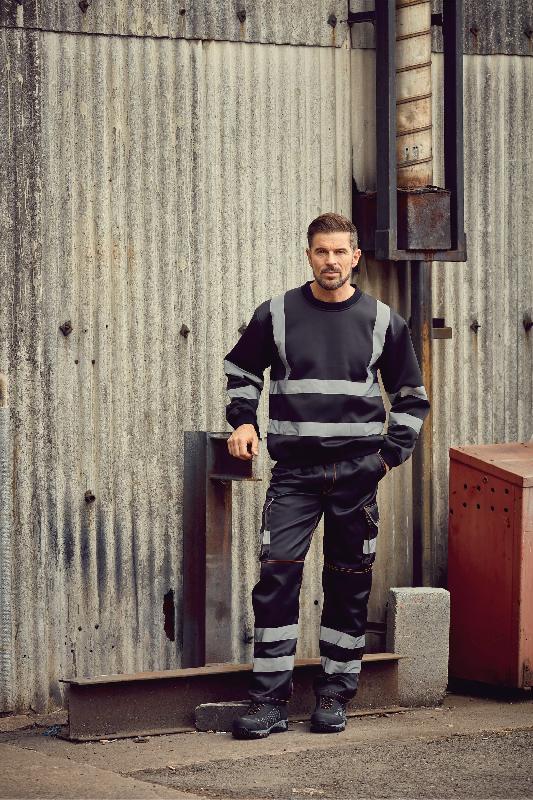 Sweat-shirt haute visibilité col rond - Réf: YHVJ510 - Polyester antiboulochage - Bandes réfléchissantes - Norme EN ISO 20471:2013_2