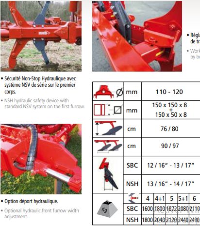 Prestige - Charrue agricole Eurotechnics Agri - Réglage manuel - Bâti poutre renforcé - Largeur 110-120 mm_2