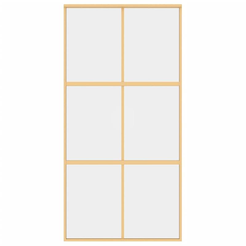Vidaxl porte coulissante doré 102,5x205cm verre esg clair et aluminium 155156_2