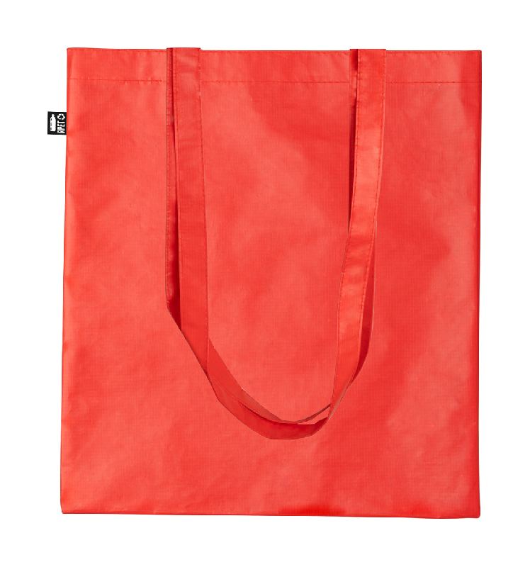 Tote bag publicitaire - laminé en RPET 100 g/m² - anses longues - couleur rouge_2