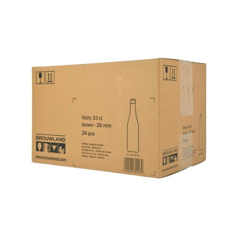 Bouteille de bière 33 cl - coloration brun - bouchon 26 mm - boîte 24 pcs - modèle Vichy_2