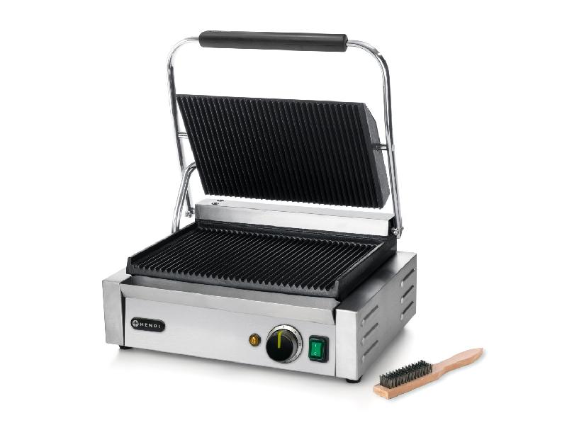 Grill de contact Panini Complètement rainuré 340x230mm HENDI_2