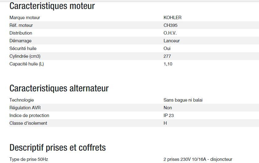 Perform 4500 XL Groupe électrogène - Kohler - Gamme Perform - 50 Hz - Puissance max 4 kW_2