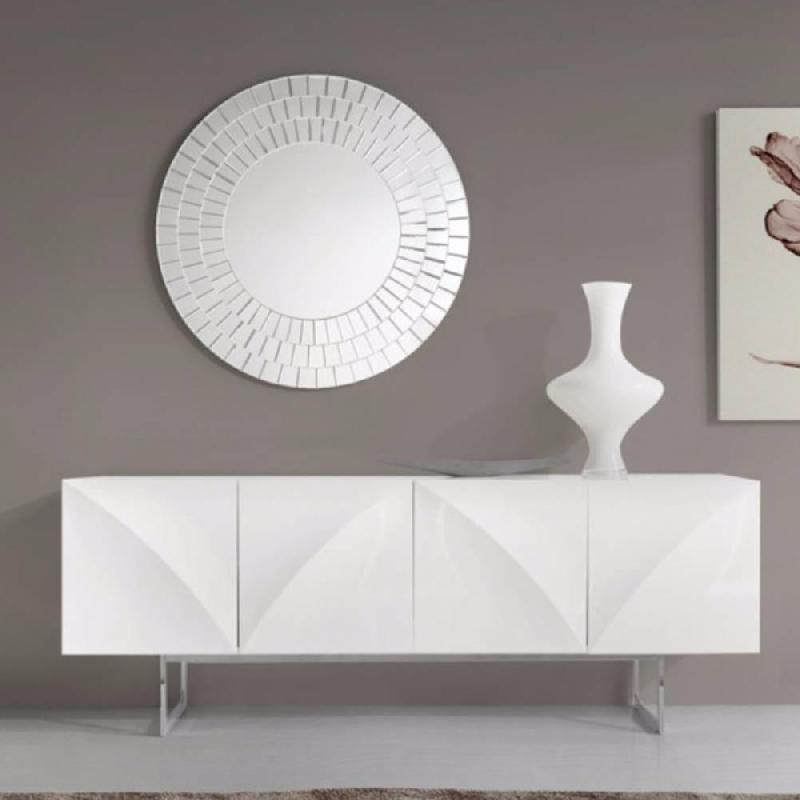 Buffet BARG blanc brillant - Design contemporain avec 4 portes en relief 3D_2