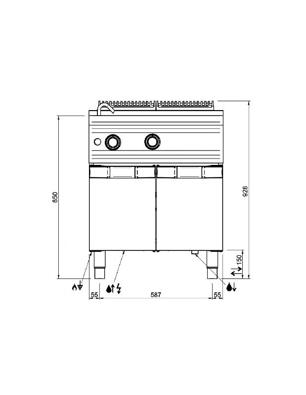 Cuiseur à pâtes gaz sur placard - Vidange intégrée - 13.3 Kw - DOMINA PRO 700 - Référence CPG77A/C_2