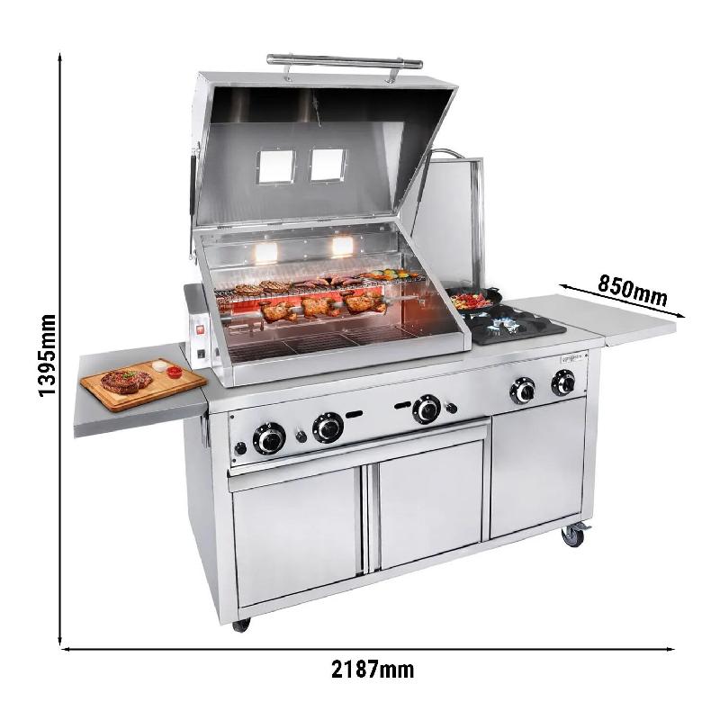 Station de Grill Gaz Professionnelle avec Broche et Cuisinière - Inox AISI 304 - GRSTE3 | GGM_2