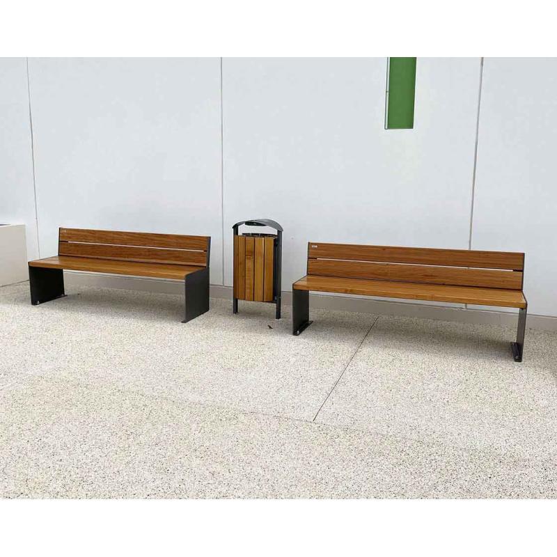 Banc en bois et acier KUB - Trois longueurs d'assise 450, 1200 ou 1800 mm - Hauteur d'assise 450 mm_2