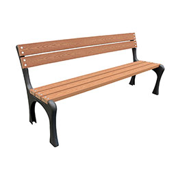 Banc en Eco composite aspect naturel - VIGO - Lattes en bois technologique et piétement en fonte_2