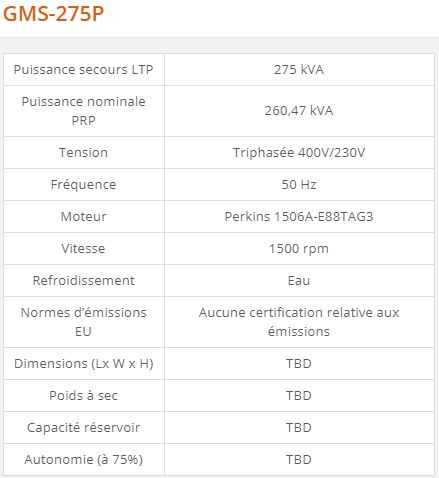 GMS-275P - Groupe électrogène industriel Generac 275 kVA - Série GMS Standard - Version ouverte et insonorisée_2