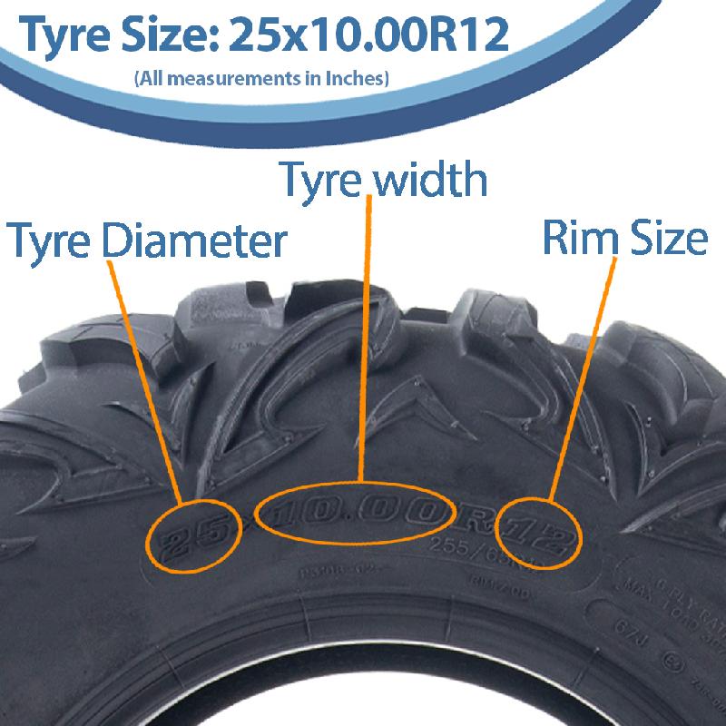 25x10.00R12 Pneu ATV 255/65R12 OBOR Vulture 6ply Road Legal 67J 307kg (Lot de 2)_2