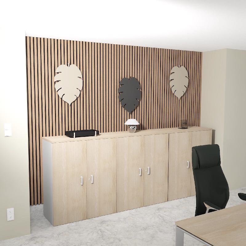 Armoire moyenne à portes battantes Haut. 121 cm - Mobel Linea - 80, Acacia clair_2