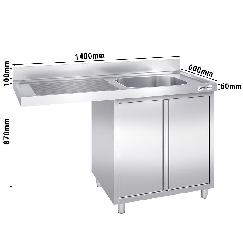 Plonge Inox 1 bac sur placard avec passage lave-vaisselle - P 600 - GGM - 1400 mm bac à droite_2