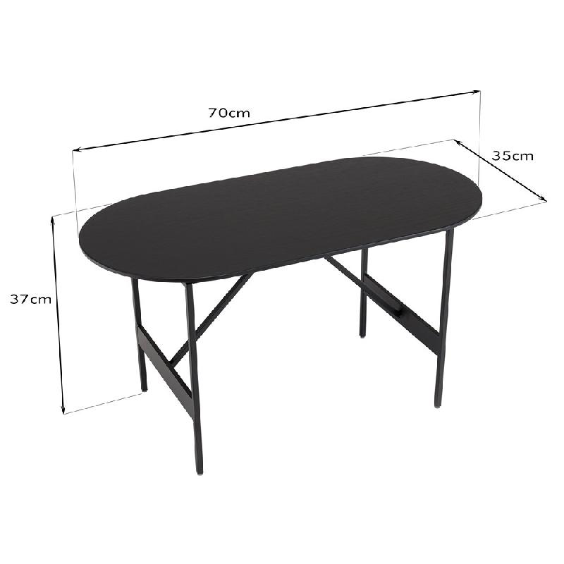 Table basse ovale DILA - 70x35 cm - Pieds en métal - Design épuré et robuste_2