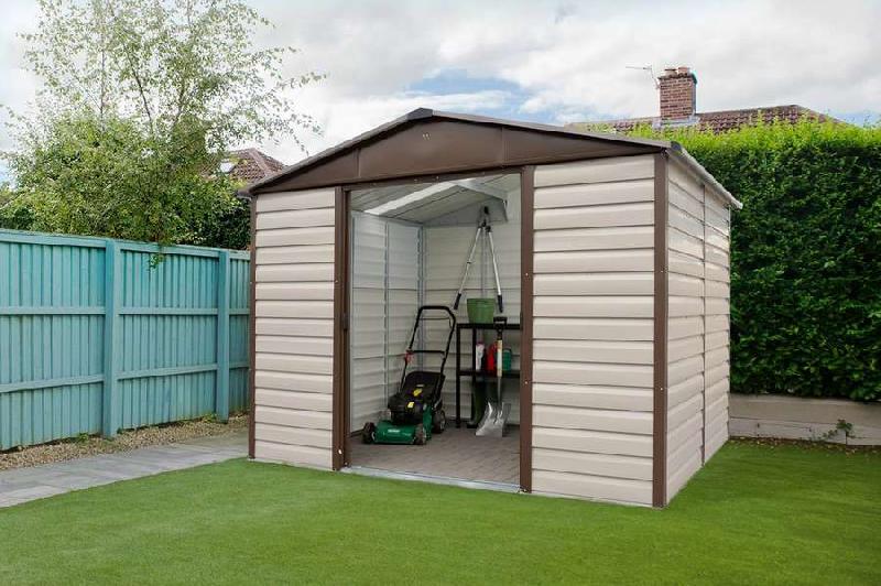 Abri métal 106tbsl - surface 5,97 m² - hauteur 224 cm - gris châtaigne - avec double porte coulissante_2