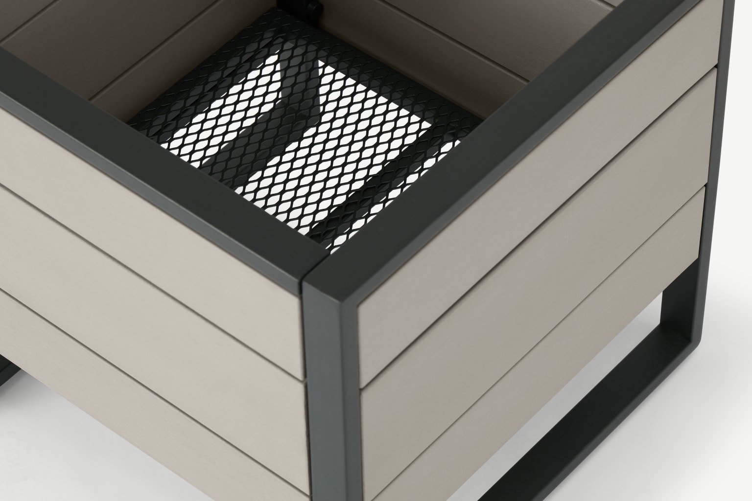 Catania - grande jardinière d'extérieur en métal et bois composite polywood gris foncé - 40x40x40 cm_2