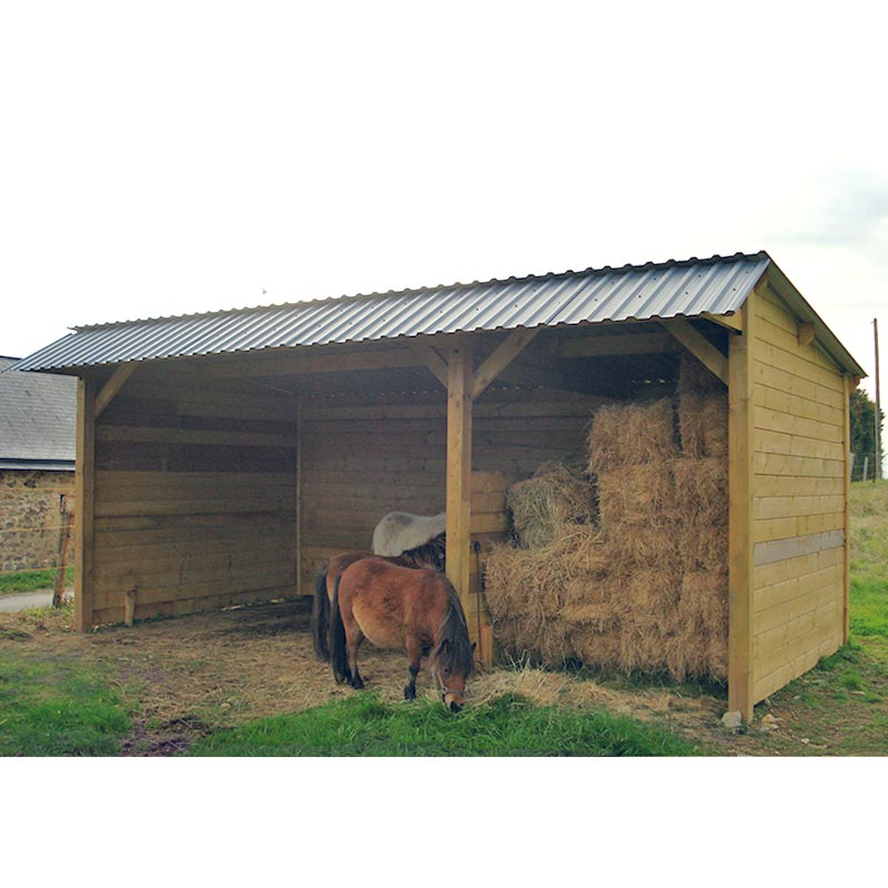 Abri de stockage / structure en bois / toiture en bacacier / bardage en bois / ancrage au sol avec platine_2