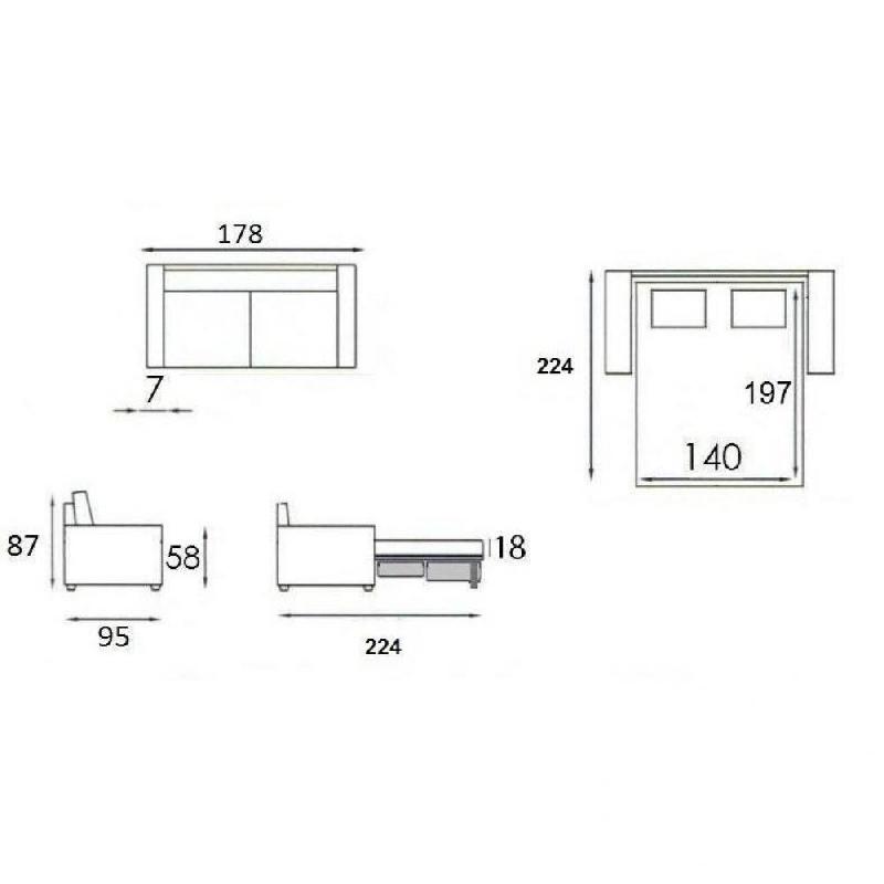 Canapé convertible express ECLIPSE - 140 cm - Matelas 18 cm - Tissu gris silex - Ouverture rapide_2