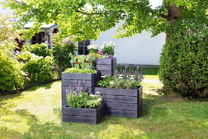 Carré potager ergo Quadro imitation bois - 25 x 80 x 80 cm - Modulable et ergonomique_2
