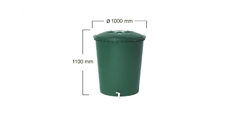 Cuve à eau cylindrique GRAF - 510L - Polypropylène vert - Récupérateur d'eau de pluie aérien_2