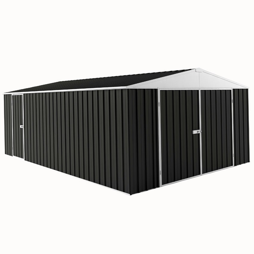 Garage simple métal / 18 m² / toit double pente / porte battante / 6 x 3 x 2.28 m_2