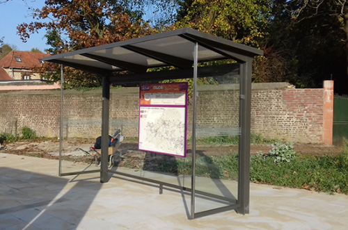 Abri bus helios standard / structure en acier / avec banquette / 370 x 150 cm_2