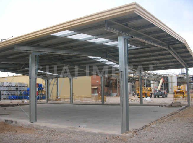 Bâtiment préfabriqué avec auvent ou appentis métalliques - Structure modulaire ECORAPID CUALIMETAL_2