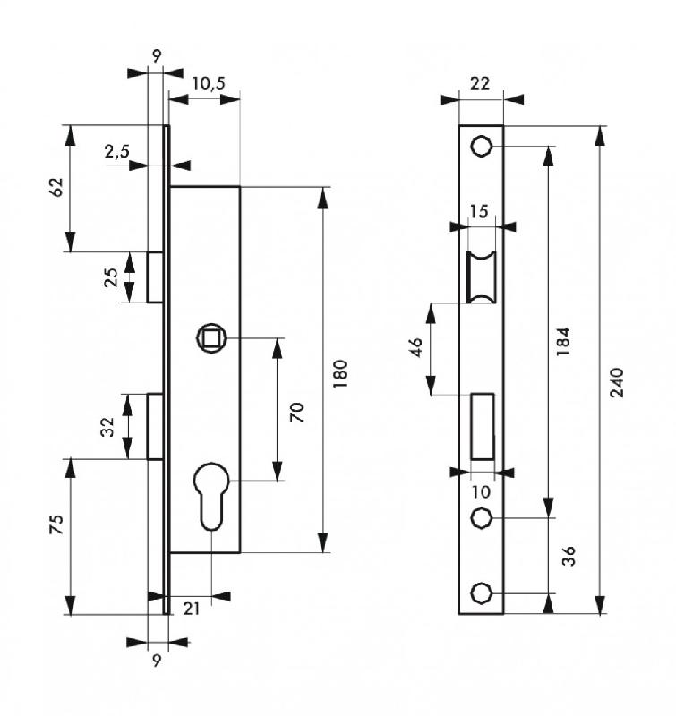 Serrure encastrée THIRARD - cylindre standard nickelé 30x30 mm - axe 10.5 mm_2