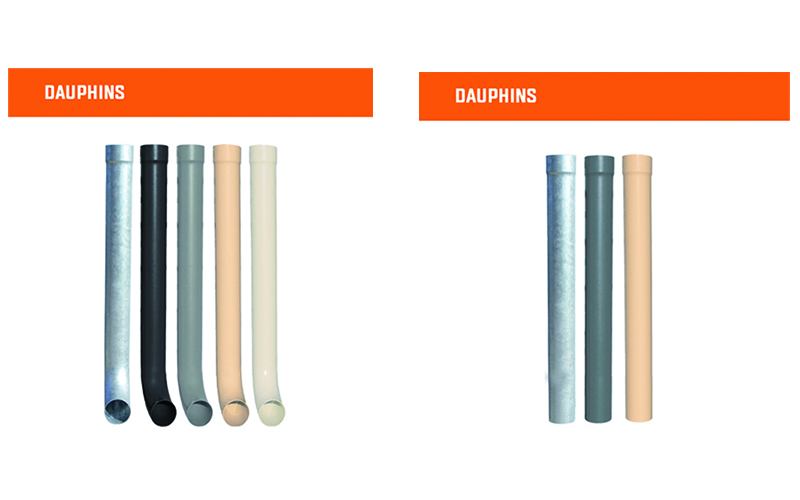 Gamme de descentes pour l'évacuation des eaux pluviales - Frénéhard - Boîtes à eaux, dauphins et colliers en acier galvanisé_2