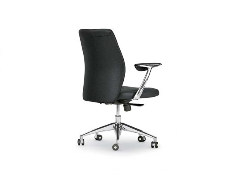 Siège de bureau Koraz - revêtement cuir - mécanisme synchrone 4 positions - accoudoirs aluminium poli_2