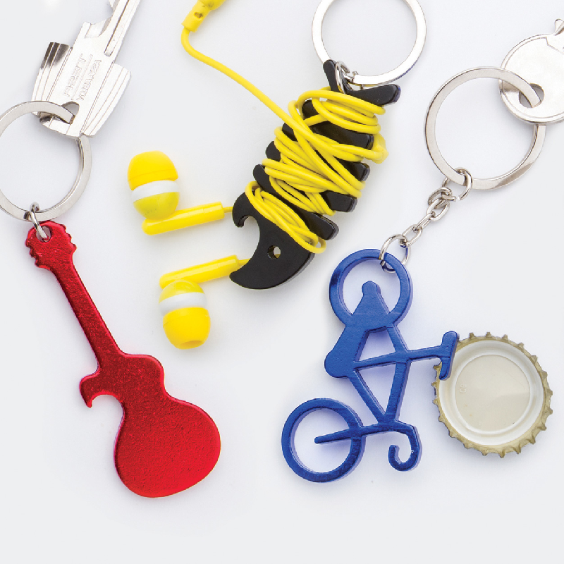 Porte-clés publicitaires - forme vélo en aluminium - fonction décapsuleur - couleur bleue_2