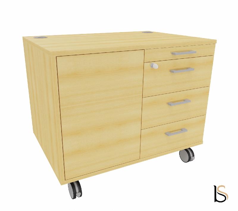 Desserte mobile avec 4 tiroirs et niche de rangement - QUADRIFOGLIO - Hêtre_2