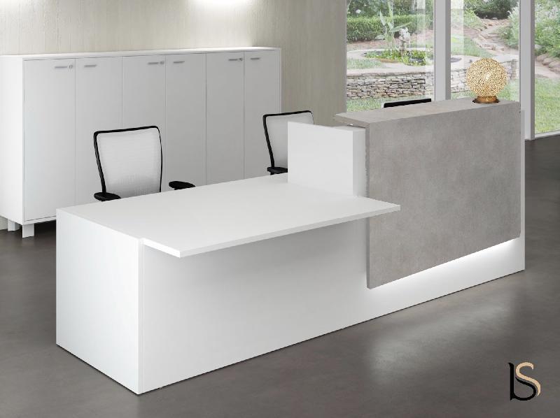 Banque d'accueil Z2 blanche avec accès handicapés - Officity - 206, Gauche, Blanc, Béton_2